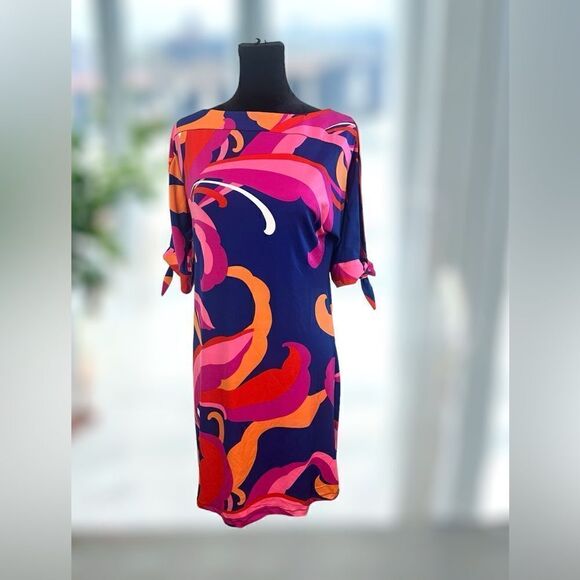 🔥🔥 TRINA TURK Vinet Scrolling Floral Three-quarter Sleeve Dress Size XS - Picture 2 of 16